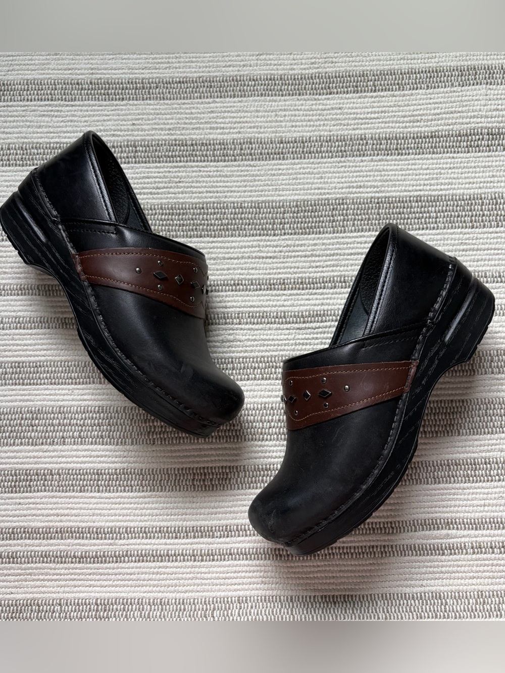 Dansko Black Studded Paven Clog 39